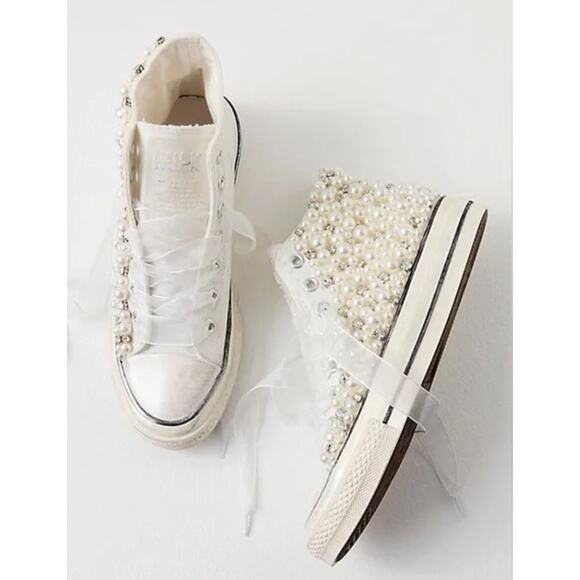 New Free People Nan-Ku Pearl Crush Hi Top Sneakers - Picture 1 of 7